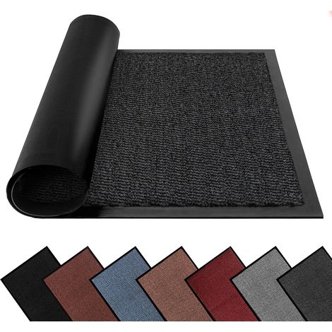 Paillasson lavable anti-saleté pour intérieur et extérieur, très résistant, dos en caoutchouc, super absorbant (anthracite, 60 cm x 120 cm) (1/5)
