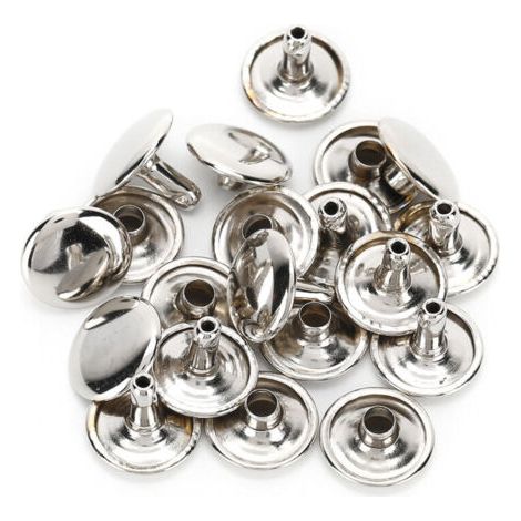 200 Rivets à Double Capsule Rondes Clous Boutons pour Jeans Cuir Chaussures Sacs Vêtements 12x10mm Argenté