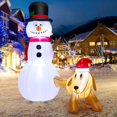 GOPUS 1,8 m Bonhomme de Neige Gonflable Noël avec Chien, Geabte Décoration Noël Exterieur Gonflable avec Lumières LED, Sacs de Sable, Interieur Exterieur pour Jardin, Fête, Pelouse (1/5)