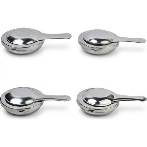 Lot de 4 Brûleur à Fondue en Acier Inoxydable, Réchaud à Alcool Portable avec Couvercle, Récipients à Pâte Combustible pour Chafing Dish, Buffet, Camping et Pique-Nique (Argent) (1/5)