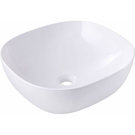 Square Ceramic Countertop Washbasin, 42 x 42 cm, White (1/5)
