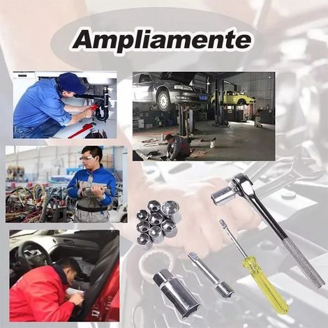 Ensemble de 40 pièces comprenant douilles, clés et manchons pour outils automobiles et moto (1/4)