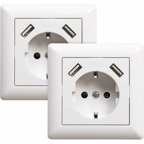 prises avec port USB (max. Prise murale encastrée avec prise USB Blanc Système 55 Blanc brillant (1/4)