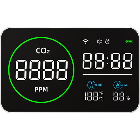 Détecteur intelligent WiFi PV1000-DW 4 en 1, moniteur portable de dioxyde de carbone, qualité de l’air intérieur, température et humidité, alarme CO2, pour maison, voiture, serre, voyage,de DEBUNS
