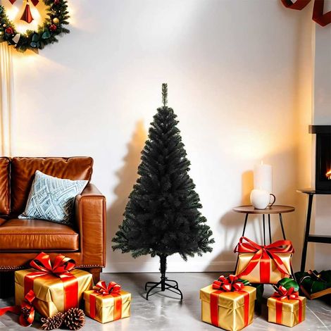 vidaXL Künstlicher Weihnachtsbaum mit Ständer Schwarz 120 cm PVC (1/5)