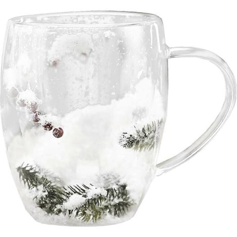 Tasses de Noël en verre, tasses de Noël à double paroi, joli ensemble de tasses, compatibles avec le chocolat chaud et le café, tasses en forme de sapin de Noël. (1/5)