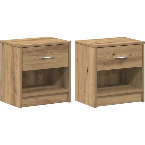 Comodini 2 pz con Cassetto Rovere Artigianale 39x28x41 cm vidaXL