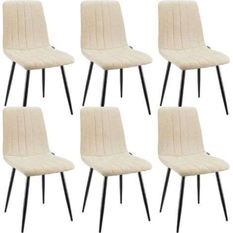 WAFTING Lot de 6 chaises de Salle à Manger rembourrées avec Dossier Haut et Design en Lin,Beige (1/5)