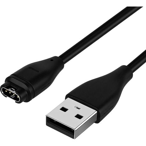Câble de Charge USB Compatible Garmin, 100 cm, pour Vivoactive, Vivomove, Fenix, Forerunner, Noir