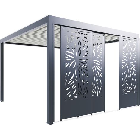 Paroi Coulissante Latérale Aluminium 3m50 Anthracite Pour Pergola Adossée S et SV France (1/2)