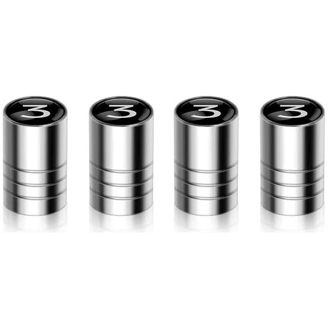 (4PCS Argent M3) 4 bouchons de valve de pneu en métal neufs, compatibles avec les modèles 3Y, X et Z. Protection anti-poussière et anti-fuite pour la tige de valve. (1/5)