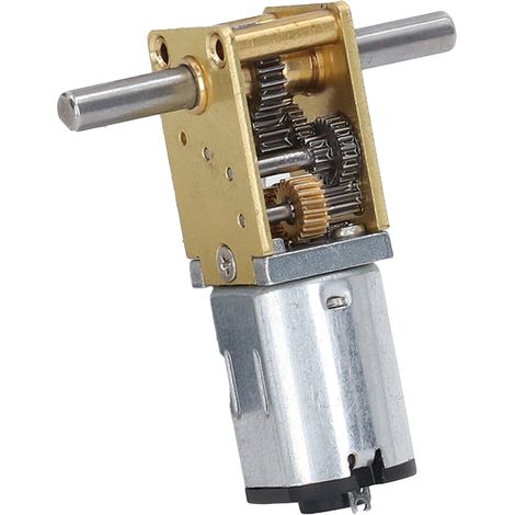 Moteur à vis sans fin double arbre DC12V 381RPM micro engrenage à balais réducteur de vitesse (1/5)