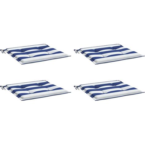 Chair Cushions 4 pcs Blue&White Stripe 50x50x4 cm Fabric vidaXL (1/2)