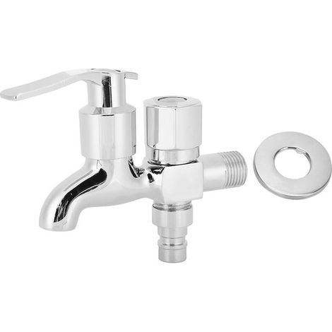 Rubinetto domestico a doppia uscita per acqua fredda, con 1 ingresso e 2 uscite, adatto per lavatrici. (1/5)