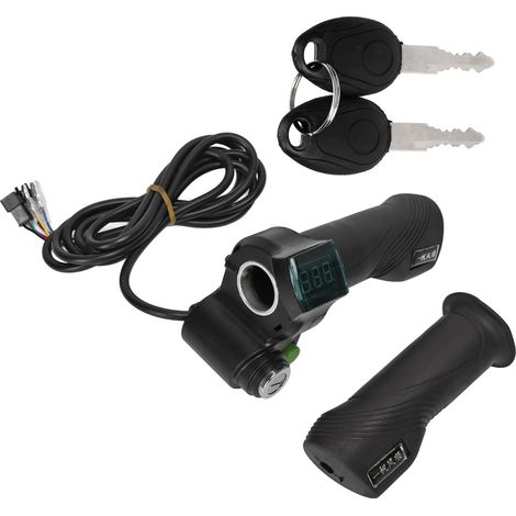 Kit de 2 poignées d'accélérateur pour vélo électrique avec verrouillage d'écran à texte rouge et accessoires de conversion pour vélo. (1/5)