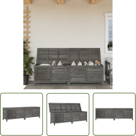 The Living Store Boîte de rangement de jardin anthracite bois massif de sapin - Boîte De Rangement Jardin - Coffre De Jardin - Rangement Extérieur - Meuble De Jardin - Bois Massif (1/5)