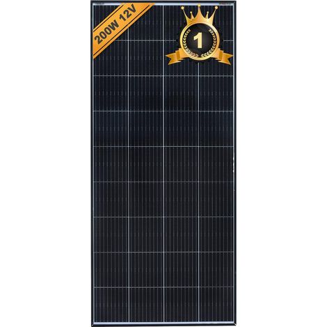 Panneau Solaire Monocristallin 200W 12V, PERC 9BB – pour camping-car, installation balcon, abri de jardin, bateau (Cadre Noir) (1/5)