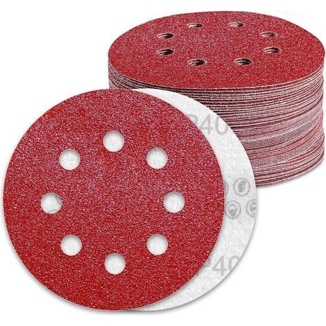 Disques Abrasifs 125mm Grain 40 Papier Poncer 70 Pièces 8 Trous Disque Poncage pour Ponceuse Excentrique (1/5)