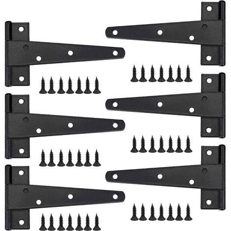 Charnière porte lourde 6pcs – Acier au carbone galvanisé – Conception en T pour 180° d'ouverture – Charge jusqu'à 60 kg – Installation facile (1/5)