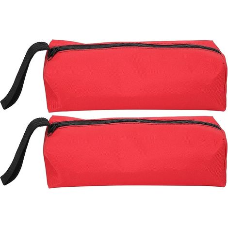 Lot de 2 petites pochettes à outils, 25 X 8,5 X 7 cm pochette de rangement portable multifonctionnelle en polyester 600D avec sangle de suspension et fermeture à glissière (rouge) (1/5)