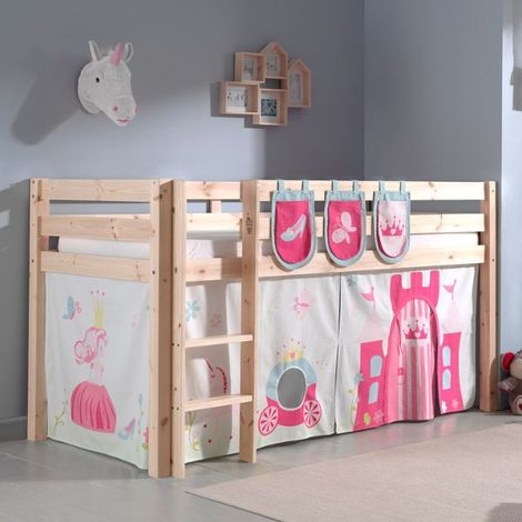 Lit mi-hauteur Charlotte avec tente et sacs de rangement Princess (1/5)