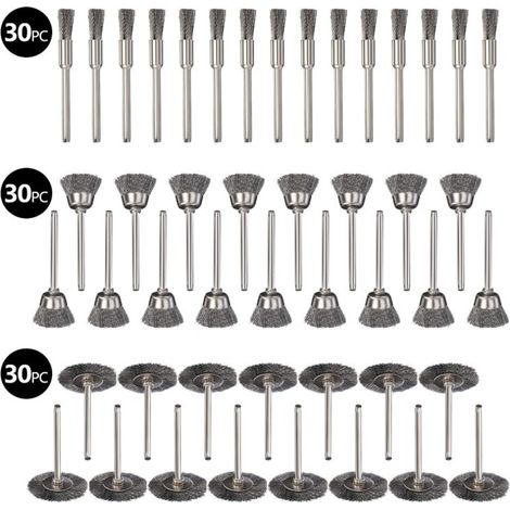 Brosse Metallique pour Perceuse de Roue de Fil en Ensemble de Brosses Métalliques pour Polissage Dérouillage 90 pièces 3mm Acier (1/5)