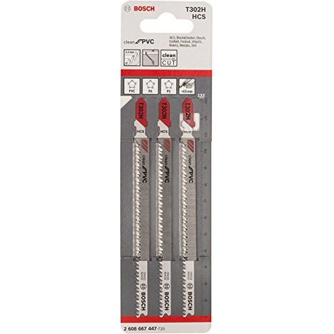 Bosch Professional 5x Lame per seghetto alternativo Expert T 302 H Clean for PVC (per Fogli in PVC, PA, PS, accessorio Seghetto alternativo)