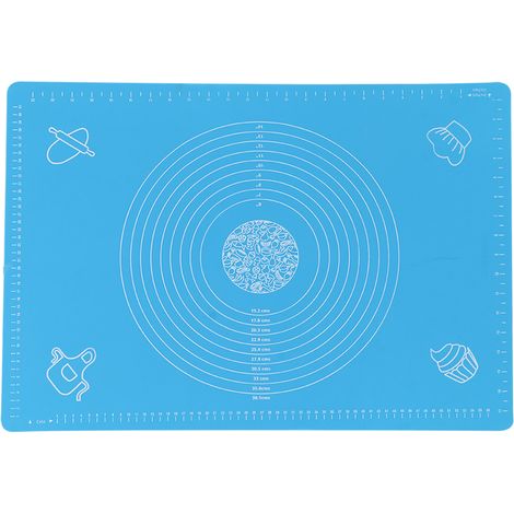 Tapis de pâtisserie en silicone antiadhésif résistant à haute température 64x45cm, bleu, avec échelle graduée pour cuisson (1/5)