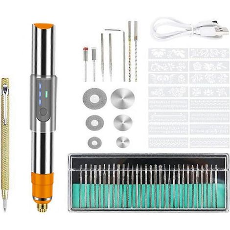 Kit de gravure - Stylo rotatif pour verre, métal, bois, pierre. Convient pour la création de bijoux, l'art et la décoration intérieure. (1/5)