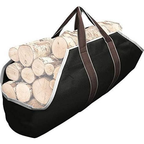 GENERIC-Toile Sac à bûche Cheminée Sac de Rangement pour Le Bois de Chauffage Grande capacité Porte-bûches De Plein air Porte-bûches en Bois ciré avec poignées Solide Sac de Transport en Bois (1/5)