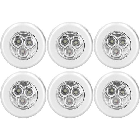 Lot de 6 lampes LED rondes à piles, à commande tactile, pour sous les meubles de cuisine. (1/5)