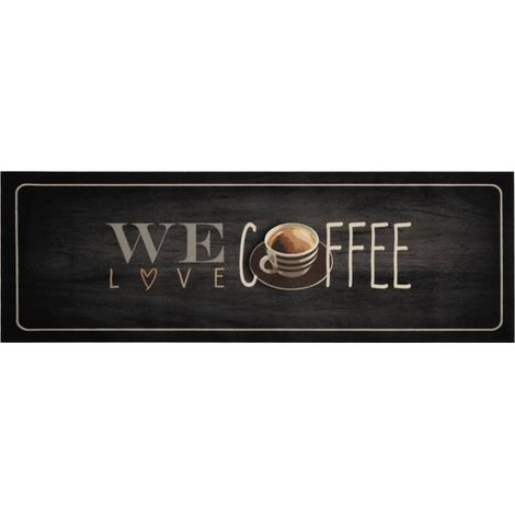 Tapis de cuisine lavable texte Coffee 60x180 cm velours (1/5)
