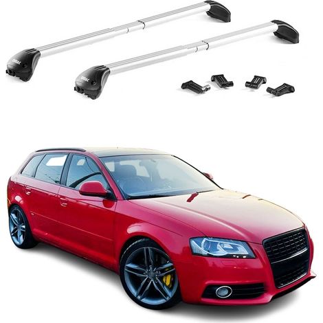 OMAC Barres de toit transversales certifiées TÜV pour A3 Sportback 8P 8V 8Y 2004-2026 – Verrouillables (4 antivols) – Charge max 100 kg – Fixation durable Argent (1/4)