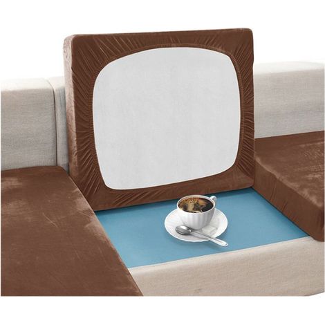 Housse De Canapé - Velours - Marron - Hauteur 50 À 65 Cm - 1 Pièce (1/5)