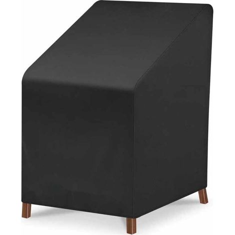 Housse Chaise Jardin pour 6 chaises empilables imperméable Anti-UV Housse Chaise Exterieur en Tissu Oxford 210D 656580/120cm Noir