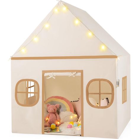 Espace de Jeu Spacieux Tente Cabane Enfant avec Guirlande Étoiles et Fenêtres Respirantes pour Filles et Garçons Dès 3 Ans (1/5)