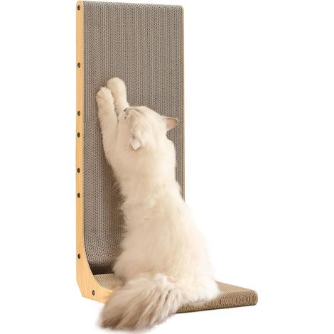 Grattoir pour Chat, Grattoir Murale en Forme de L 83 cm Carton à Gratter pour Chat avec Jouet à Balle pour Chats d'Intérieur, Taille Extra Large (1/5)