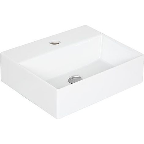 Vasque Elayla avec trou de robinet en céramique, blanc (1/2)