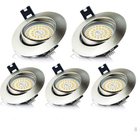 Spot LED Encastrable Salle de Bain IP44 5W Blanc Chaud 3000K 470LM Rond Extra Plat Éclairage Plafond Encastré pour Cuisine, Salon, Couloir (lot de 5) (1/5)