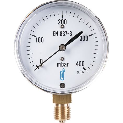 Distrilabo – Manomètre gaz radial 0 à 400 mbar – Filetage plomberie 1/4" – Pression max 0.4 bar – Pour installations gaz