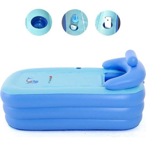 PVC Adulte Baignoire Gonflable Pliante Portable Bain Détachable Chauffage Durable Bleu (1/4)