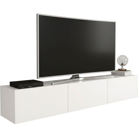 Mobile Porta tv Barzago, un Ripiano, 3 Ante, 3 Vani, 180x32x30h cm Bianco