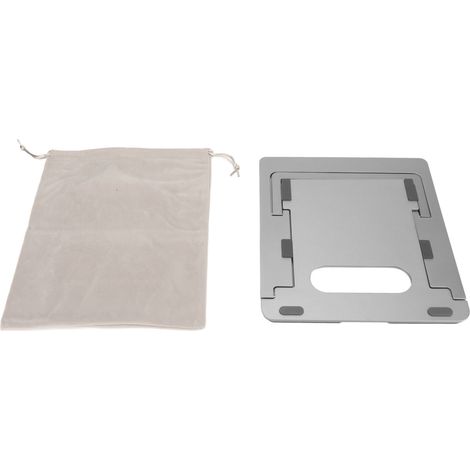 Support ordinateur portable en alliage d'aluminium pliable, hauteur réglable, dissipation thermique creuse, gris argenté pour PC 11-15.6 pouces (1/5)