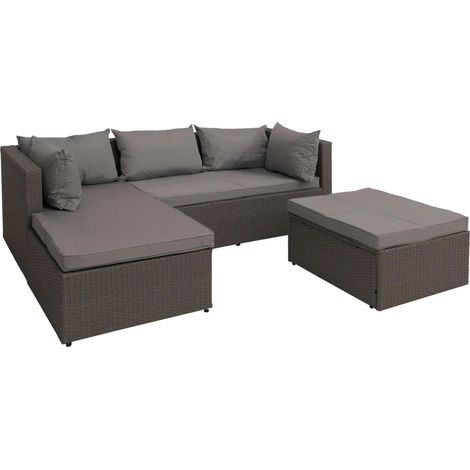 Set di mobili da giardino con 5 comode poltrone da giardino modulari stile moderno 63 x 204 x 142 cm in polyrattan grigio cuscini grigio chiaro 040009554