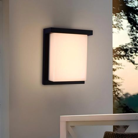 Applique murale LED extérieure carrée 20,5x16 cm, IP65, 36 W 3100 lm, luminaire mural pour jardin, façade, balcon, terrasse - Noir (1/5)