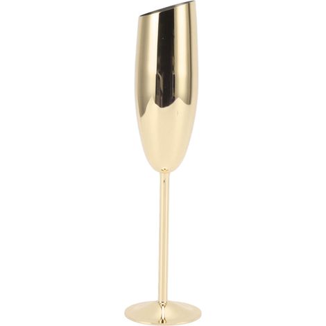 Coupe à champagne en acier inoxydable doré, lèvre biseautée, résistant à la rouille et à la décoloration, pour fête, célébration et maison. (1/5)