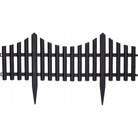 Gartenpalisaden aus Kunststoff, Zaunrand, schwarz, 32x60cm, 1 Stück.