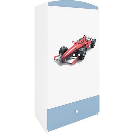 Kinderkleiderschrank mit Schublade Blau – FORMEL 1 (1/5)