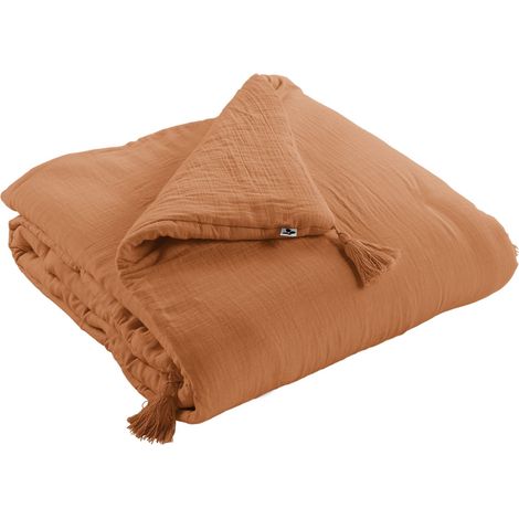Edredon Gaze de Coton 150 x 150 cm GAÏA Abricot