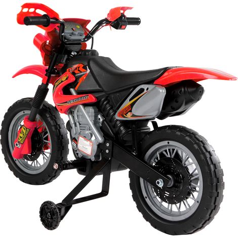 Motocross électrique pour enfants de 3 à 6 ans, 6 V, phare, klaxon, musique, 102 x 53 x 66 cm, rouge et noir